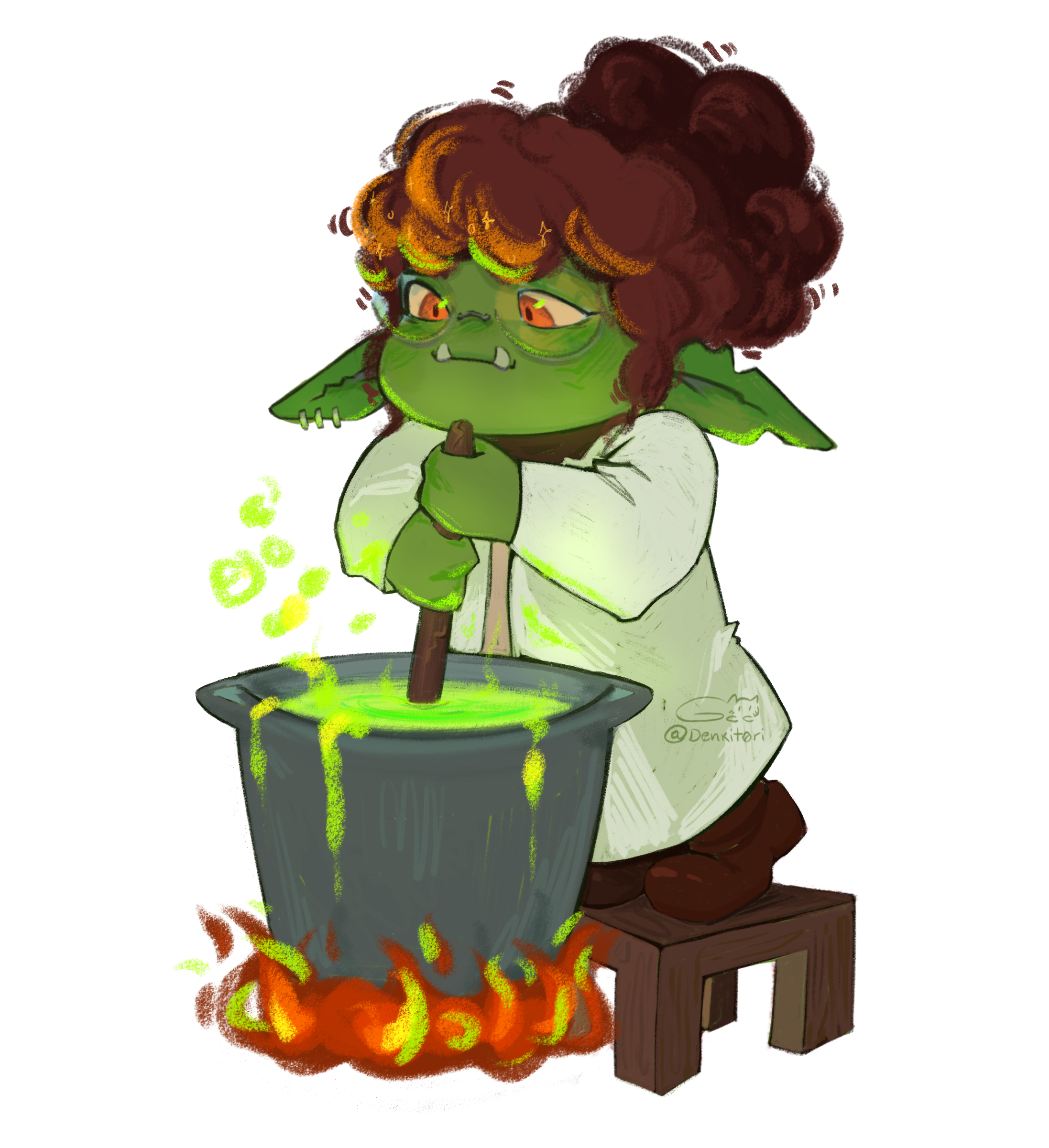 digital illustration of Broto as a mad cientist in chibi style